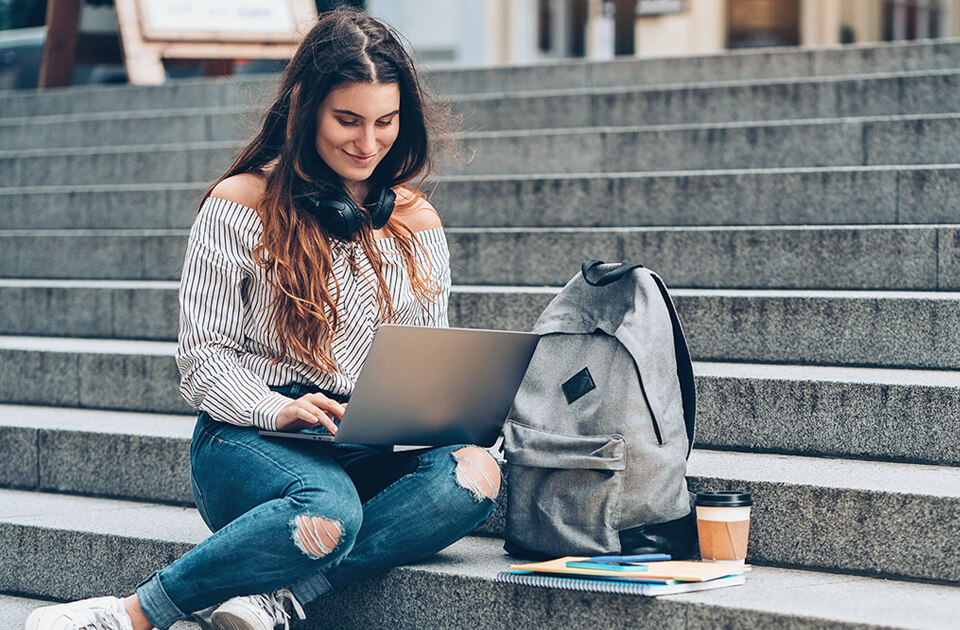 student with laptop